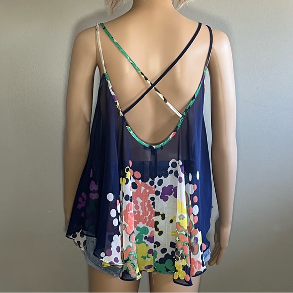 Soprano Sheer Navy Colorful Tank Small - Picture 6 of 8